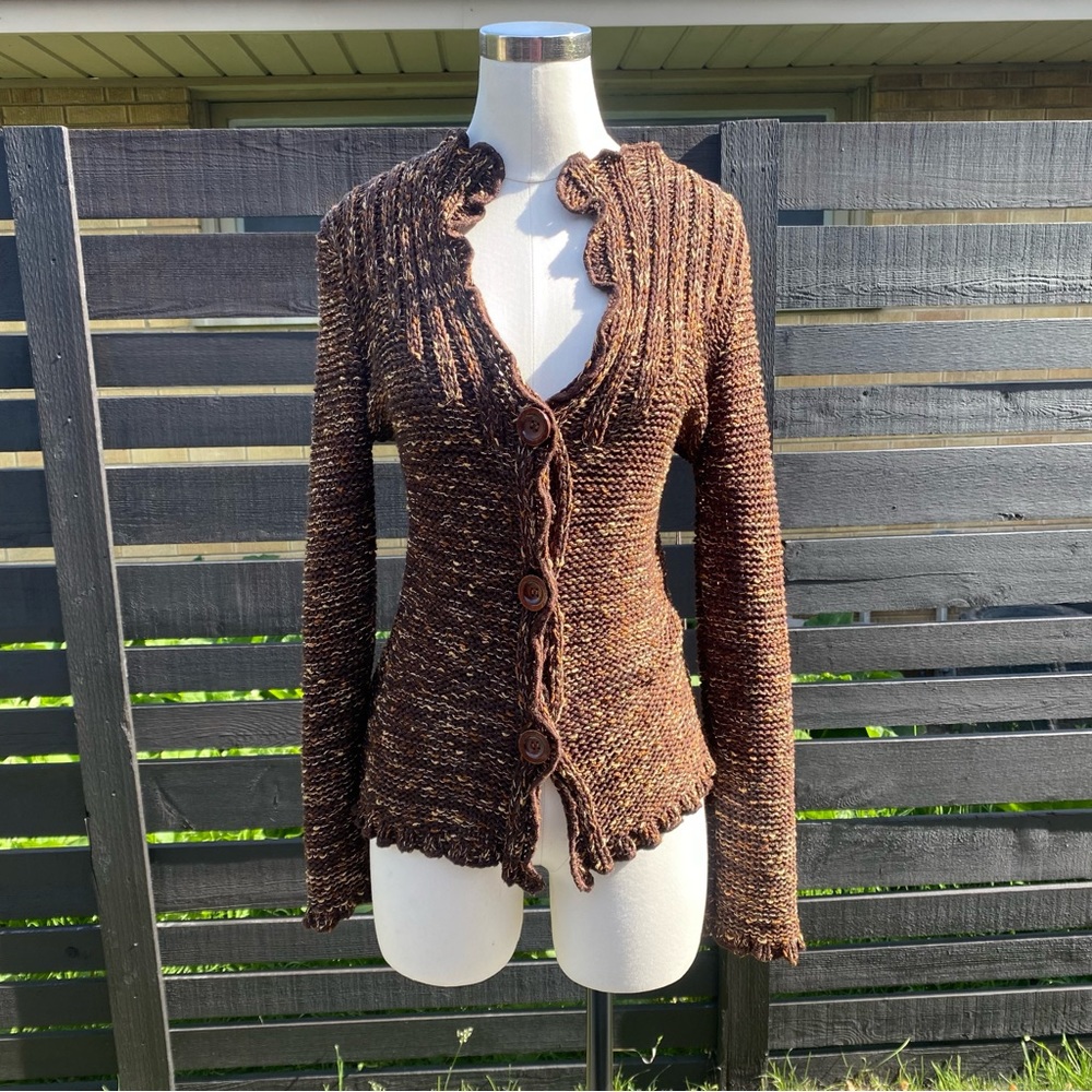 BCBG Maxazria fun brown cardigan Y2k